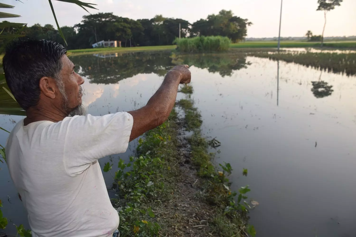 Abdul Quader, a resident of Majherchar, wanted to grow winter vegetables on his land. But his land is now under water. 