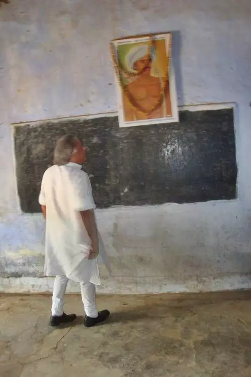 Former Union Minister Jairam Ramesh at the historic class room during his visit to Lutheran Middle School in July, 2012. 