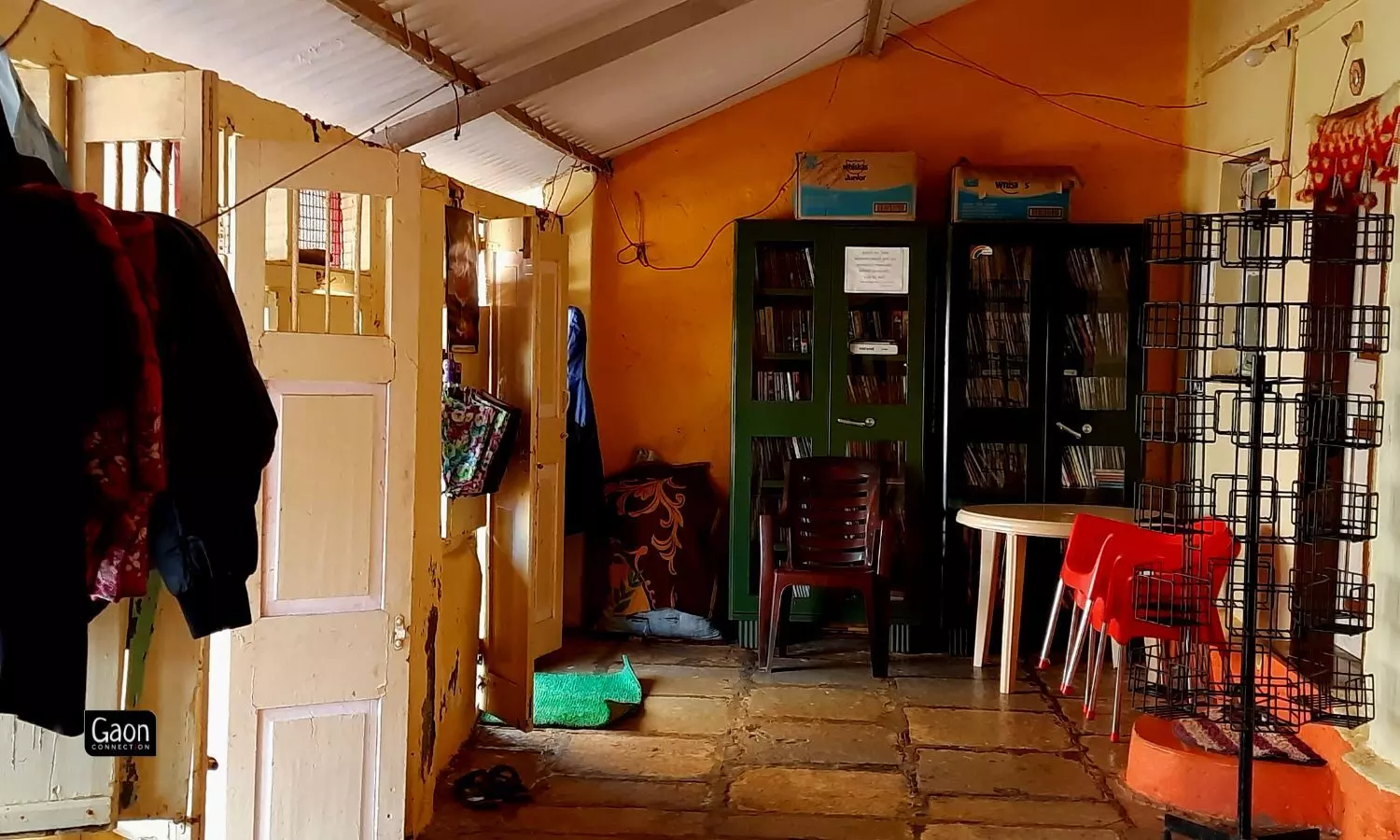 The state government has provided cupboards and rotating bookshelves to the homeowners to display the books. 