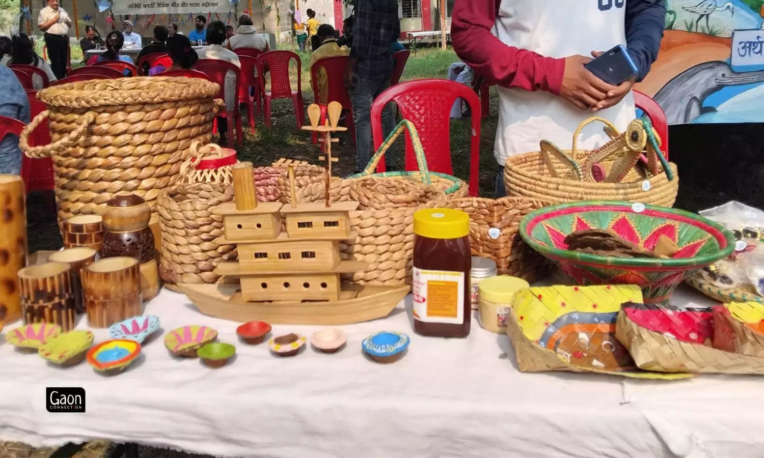 Some products made out of water hyacinth that are being sold. P.C- Sunil Jhas Facebook account. 