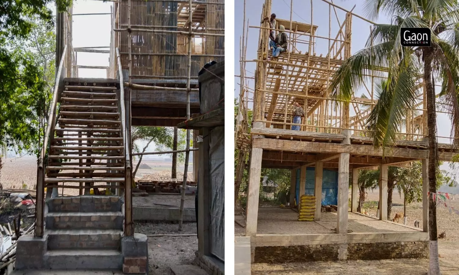 Dighir Ganguly Foundation Trust is constructing the specially designed structures with the help of construction workers from the local Munda community.