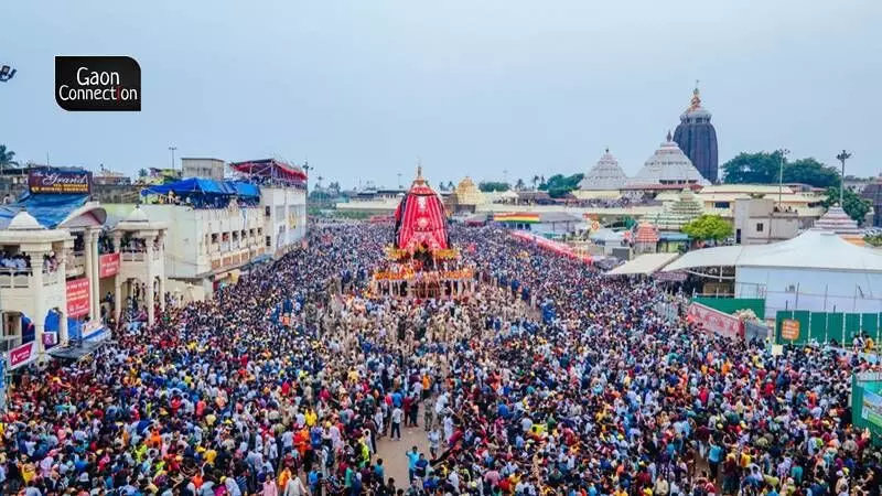 Waves of devotees were seen gathered along the route leading to the Jagannath Temple in the coastal town of Puri to witness the nine-day journey of Lord Jagannath, elder brother Lord Balabhadra and sister Devi Subhadra riding on the three decorated chariots. 