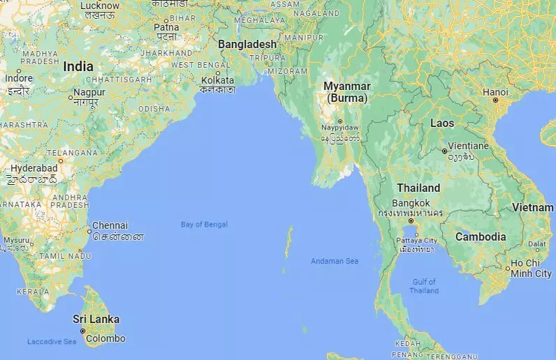 The formation of low pressure areas in the Bay of Bengal and shifting of their locations were the primary reasons for rainfall deficit in some states in the Indo-Gangetic plains, say weather experts. Photo: Google Maps