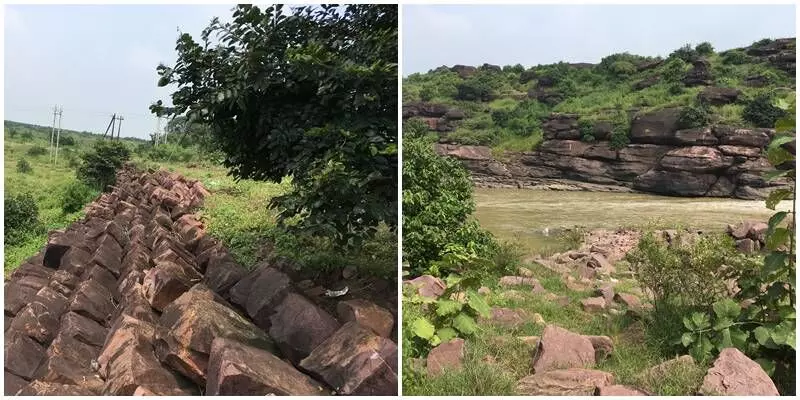 Remains of the broken dam and river Betwa (in monsoon)