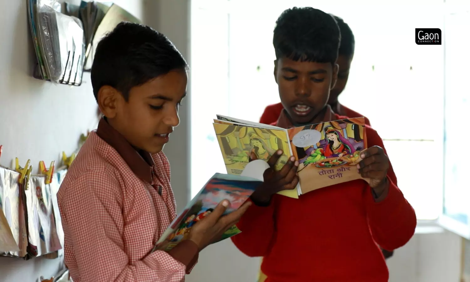 Raghunandan Nishad(right) goes back home and narrates the stories he reads in school to his toddler brother.